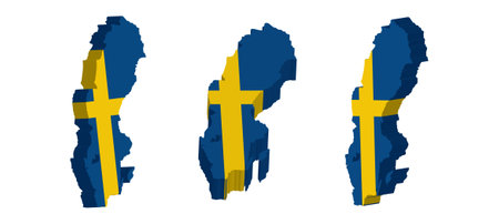 3D Sweden flag map on a white background. Vector illustration of sweden map.のイラスト素材