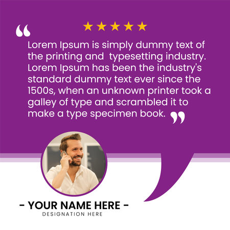 Testimonial Businessman using mobile phone and speech bubble with text. Vector illustration.のイラスト素材