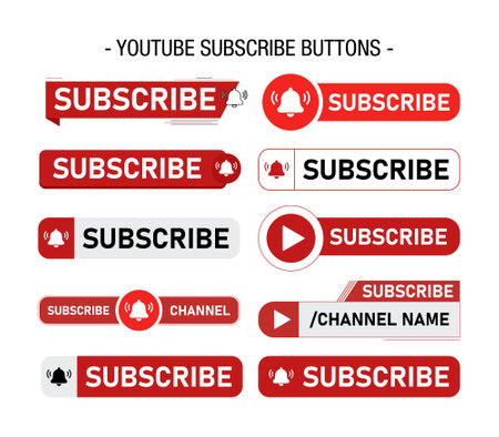 Subscribe button set. Flat design. Vector illustration. Red and black.のイラスト素材