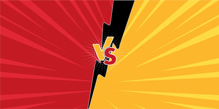 Versus vs. VS letters pop art retro comic book style background. VS vs letters vector illustrationのイラスト素材
