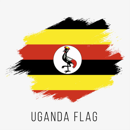 Flag of Uganda. Brush stroke painted flag of Uganda. Vector illustration.のイラスト素材