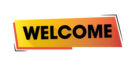Welcome banner design template. Vector illustration of Welcome text on orange background.のイラスト素材
