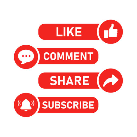 Like, comment, share and share buttons. Social media icons. Vector illustrationのイラスト素材