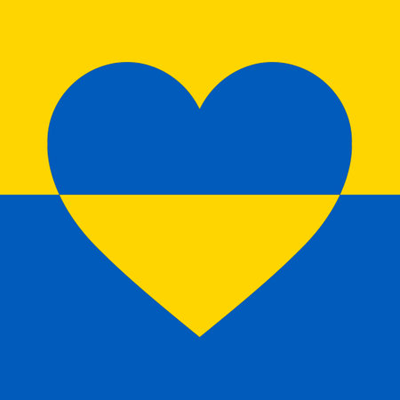 Flag of Ukraine in the shape of a heart. Vector illustration.のイラスト素材