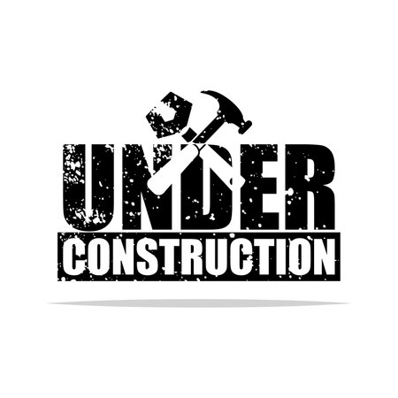 under construction grunge text on white background, vector illustration eps10のイラスト素材