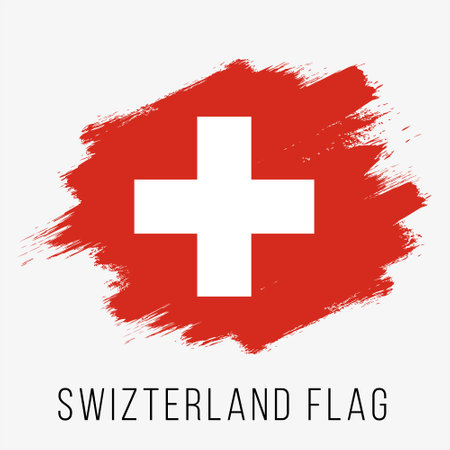 Switzerland flag with brush stroke in grunge style. Vector illustration.のイラスト素材