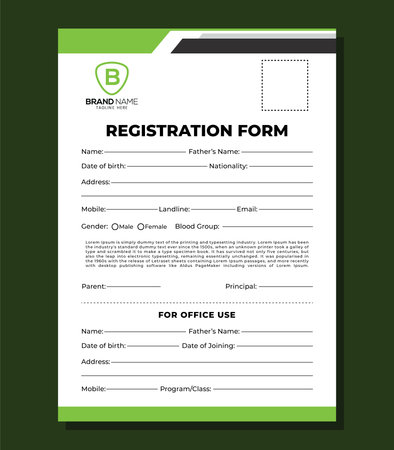 Printable KDP School Registration Form Vector Design Template