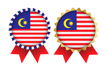 Malaysia badges with ribbons. Vector illustration. Eps 10 badgeのイラスト素材