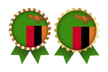 Zambia flags in round rosette. Vector illustration badgeのイラスト素材