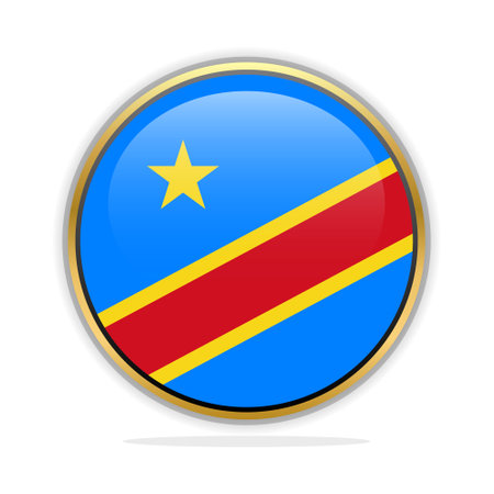 Flag of Democratic Republic of the Congo in the form of a buttonのイラスト素材