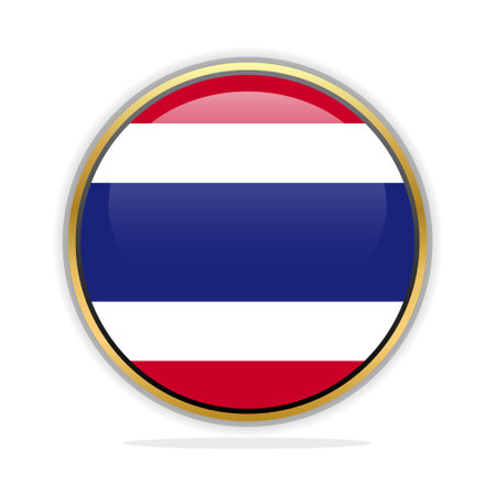 Thailand flag button on a white background. Vector illustration for your design.のイラスト素材