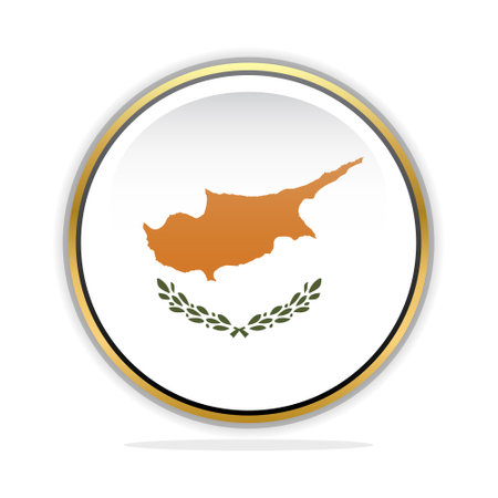 Cyprus flag button on white background. Vector illustration. Eps 10.のイラスト素材