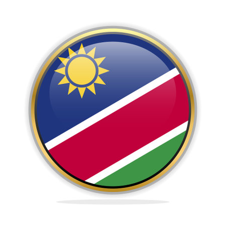 Flag of Namibia in the form of a button. Vector illustrationのイラスト素材