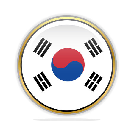 South Korea flag button on white background. Vector illustration. Eps 10.のイラスト素材