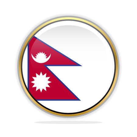 Flag of Nepal in the form of a button. Vector illustration.のイラスト素材