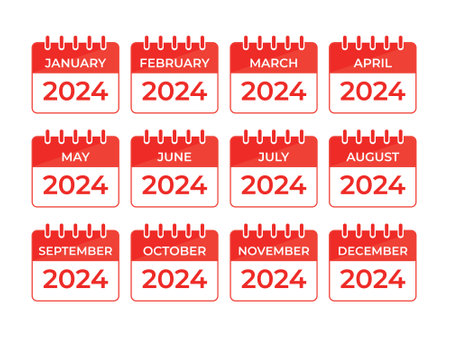 Abstract Vector 2024 Monthly Calendar Design Templateのイラスト素材