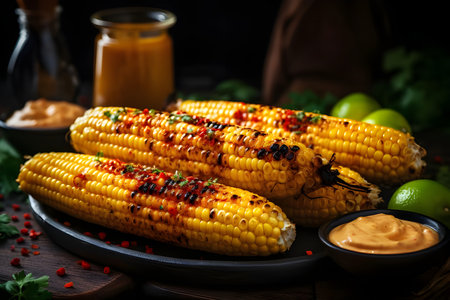 grilled corn on the grill - Ai generatedの素材