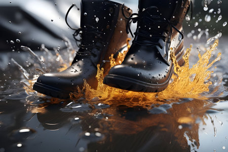 boots in the rain - Ai Generatedの素材