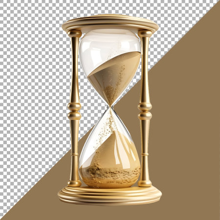 3D Rendering of a Brass Hourglass on Transparent Background - Ai Generatedの素材