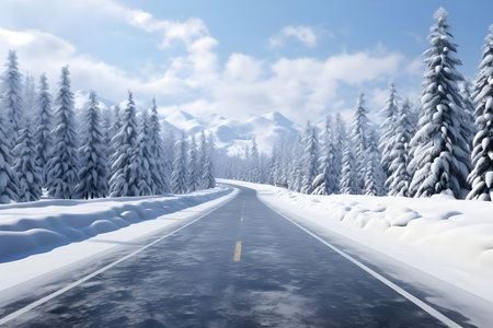 Winter season beautiful Picture Landscape with snow - Ai Generatedの素材