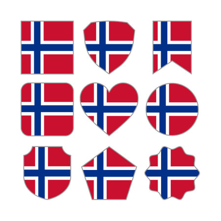 Modern Abstract Shapes of Norway Flag Vector Design Templateのイラスト素材