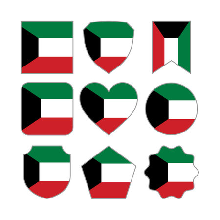 Modern Abstract Shapes of Kuwait Flag Vector Design Templateのイラスト素材