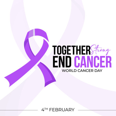 World Cancer Day Awareness Template Design. World Cancer Awareness Month in February Vector Illustrationのイラスト素材