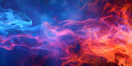 Vibrant Modern Wallpaper with Hard Fire Flames and Smoke background - Ai Generatedの素材