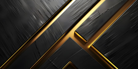 Black and golden metallic background with stripes. Vector illustration. Eps 10の素材