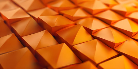 Abstract 3d rendering of chaotic orange pyramids. Futuristic background.の素材
