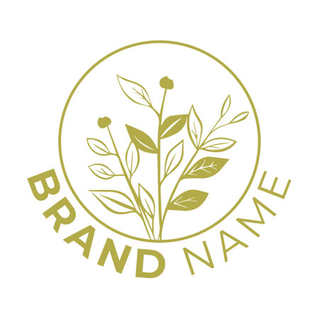 Branch with leaves. Hand drawn vector illustration. Nature logo.のイラスト素材