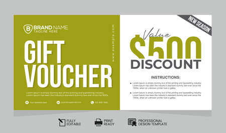 Discount Gift Voucher Design: Promotional Template for Sale Offers, Sale Promotion Gift Voucher Template: Discount Coupon Design, Vector Gift Voucher for Promotionalのイラスト素材