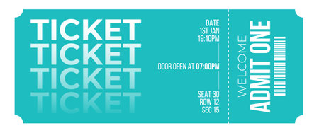 Cinema ticket isolated on a white background. Vector illustration.のイラスト素材