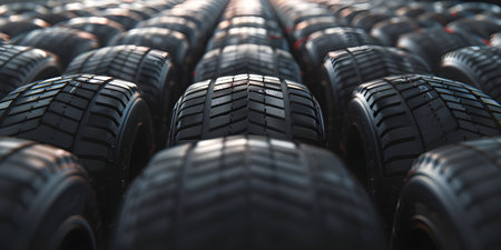 Row of tires background background - Ai Generatedの素材