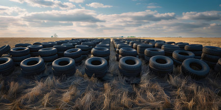 Row of tires background background - Ai Generatedの素材