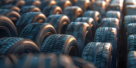 Row of tires background background - Ai Generatedの素材
