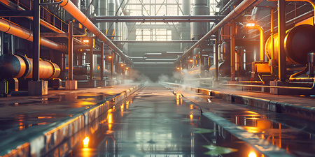 Bright Chicken Processing Plant background - Ai Generatedの素材