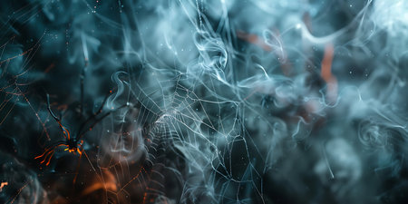 Magical background smoke and spider web for Halloween background, Happy Halloween - Ai Generatedの素材