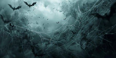 Spider web background, Happy Halloween - Ai Generatedの素材