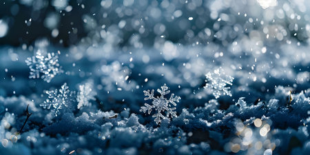 Beautiful Snowflakes In Air background, Winter Season - Ai Generatedの素材