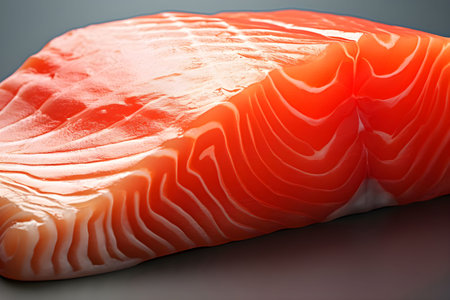 Salmon Fish on a Table around ice - Ai Generatedの素材