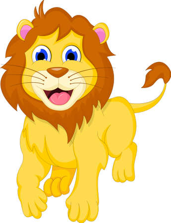 cute lion cartoon walkingのイラスト素材