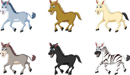 set Cartoon horseのイラスト素材