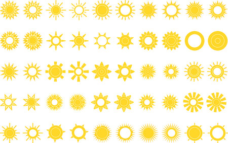suns icon set on white