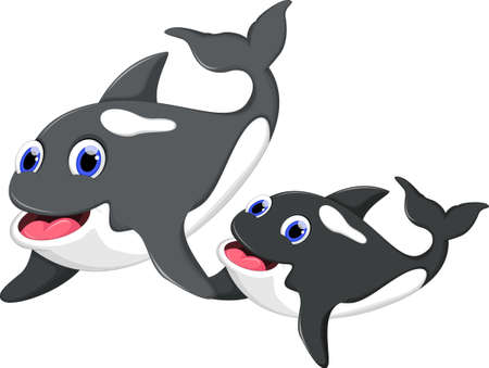 Killer whale and her sonのイラスト素材