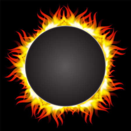 illustration of fire flame in circular frameのイラスト素材