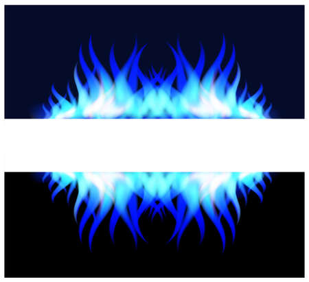 Blue fire flame with blank signのイラスト素材