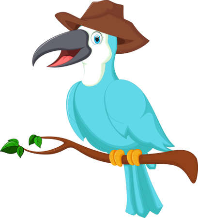 Cute toucan bird blue cartoonのイラスト素材