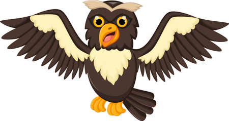 cartoon owl flyingのイラスト素材