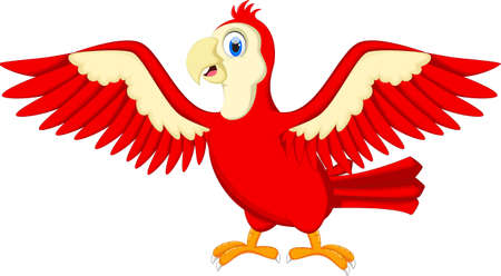 Cute cartoon macaw wavingのイラスト素材
